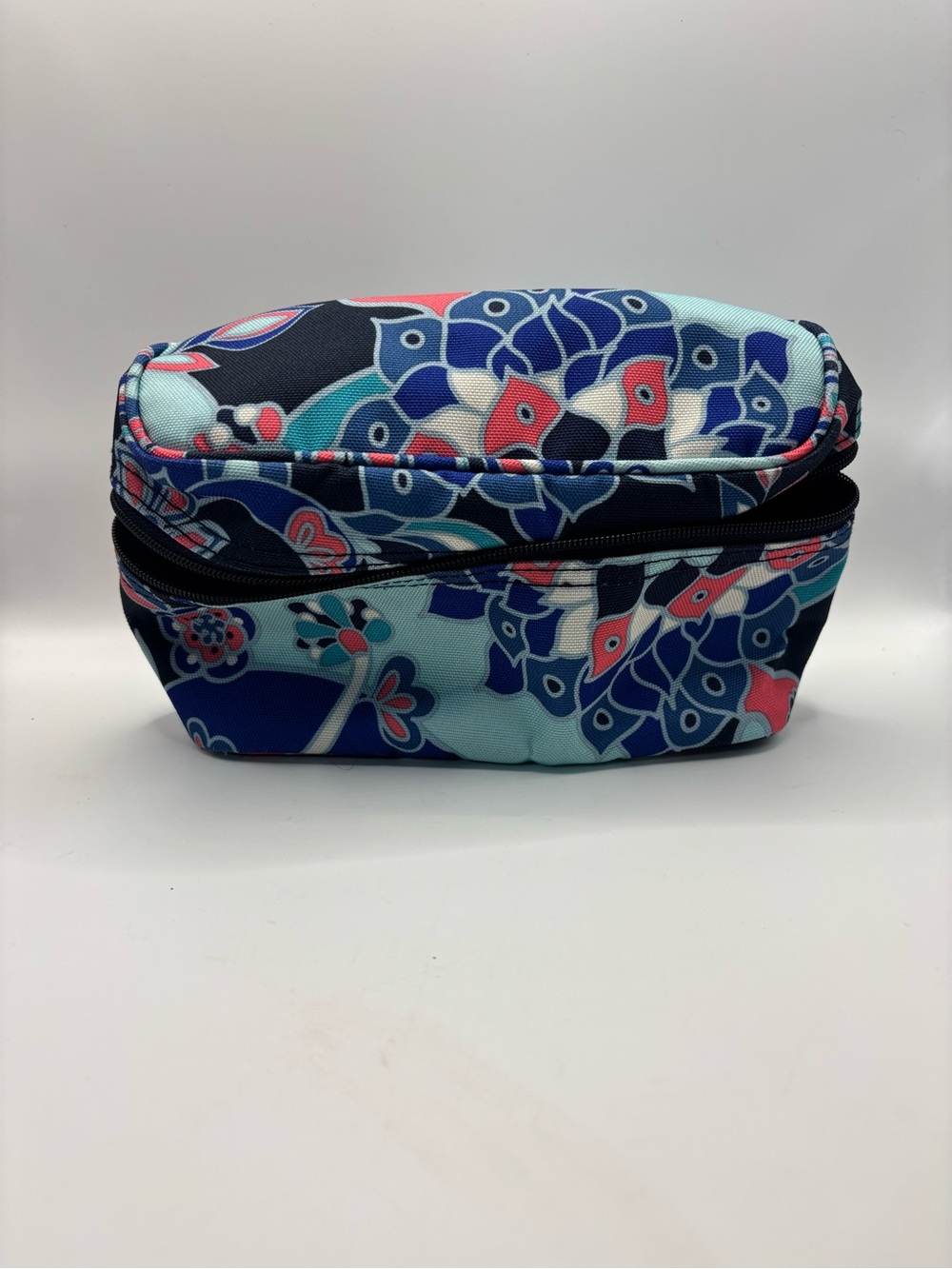 Vera Bradley Navy, Aqua & Coral Floral Cosmetic Case